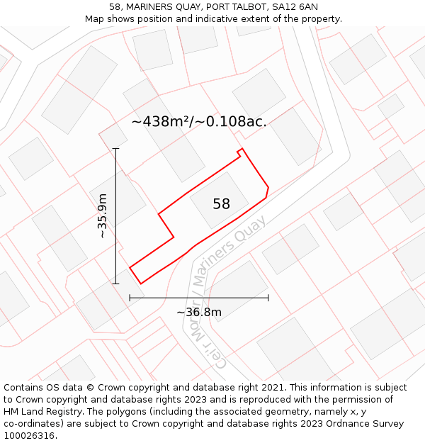 58, MARINERS QUAY, PORT TALBOT, SA12 6AN: Plot and title map