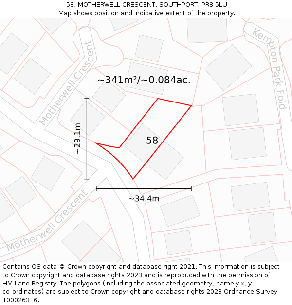 58, MOTHERWELL CRESCENT, SOUTHPORT, PR8 5LU: Plot and title map