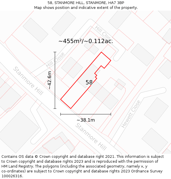 58, STANMORE HILL, STANMORE, HA7 3BP: Plot and title map