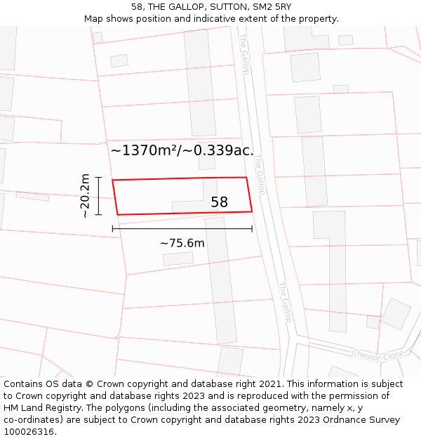 58, THE GALLOP, SUTTON, SM2 5RY: Plot and title map