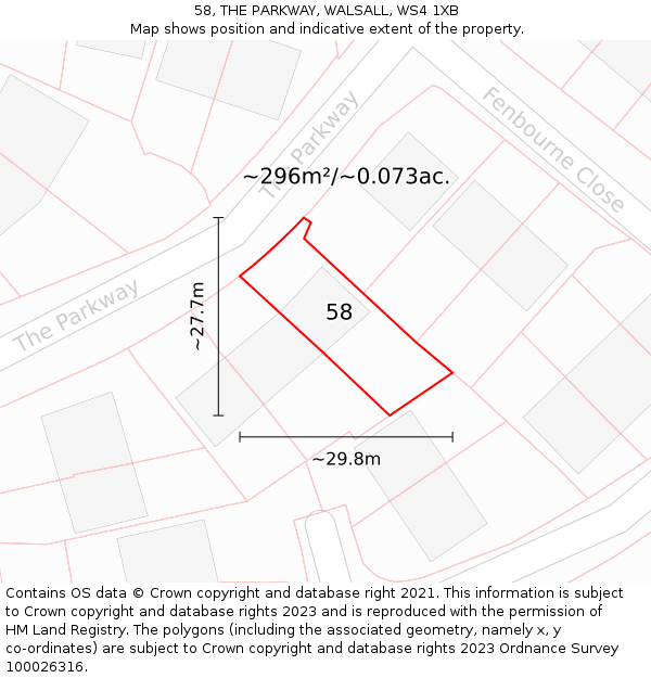 58, THE PARKWAY, WALSALL, WS4 1XB: Plot and title map