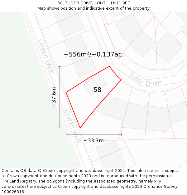 58, TUDOR DRIVE, LOUTH, LN11 9EE: Plot and title map