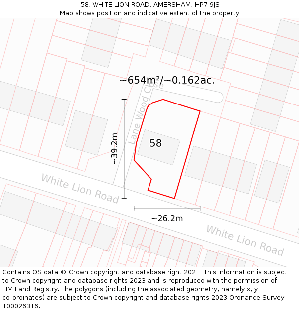 58, WHITE LION ROAD, AMERSHAM, HP7 9JS: Plot and title map