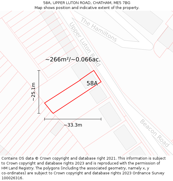 58A, UPPER LUTON ROAD, CHATHAM, ME5 7BG: Plot and title map