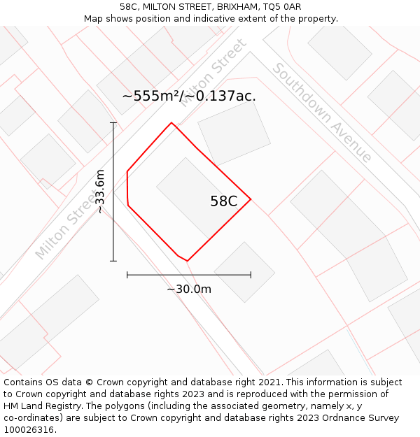 58C, MILTON STREET, BRIXHAM, TQ5 0AR: Plot and title map