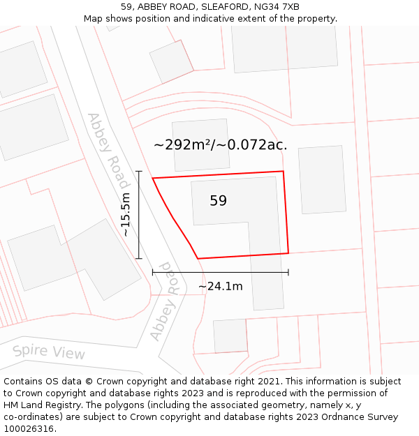 59, ABBEY ROAD, SLEAFORD, NG34 7XB: Plot and title map