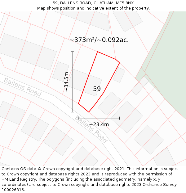 59, BALLENS ROAD, CHATHAM, ME5 8NX: Plot and title map