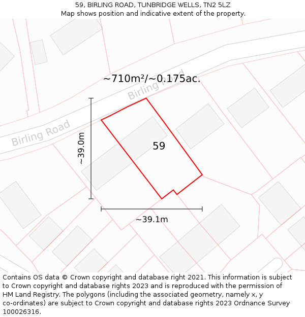 59, BIRLING ROAD, TUNBRIDGE WELLS, TN2 5LZ: Plot and title map