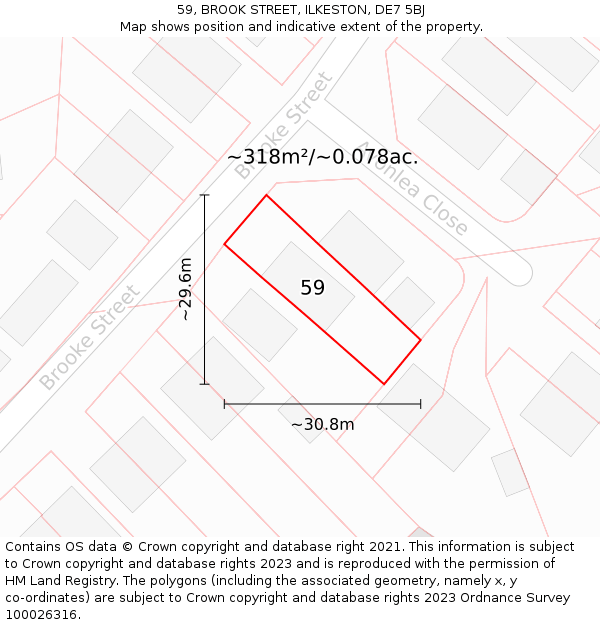 59, BROOK STREET, ILKESTON, DE7 5BJ: Plot and title map