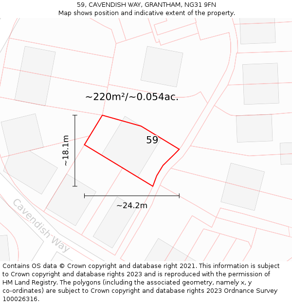 59, CAVENDISH WAY, GRANTHAM, NG31 9FN: Plot and title map