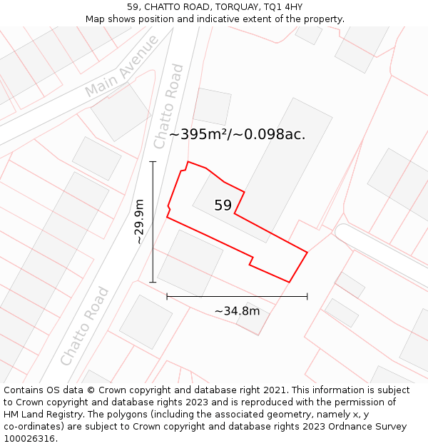 59, CHATTO ROAD, TORQUAY, TQ1 4HY: Plot and title map