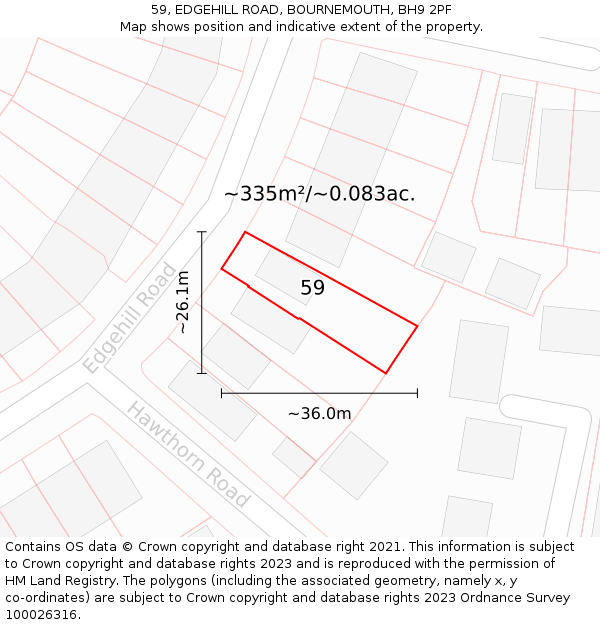 59, EDGEHILL ROAD, BOURNEMOUTH, BH9 2PF: Plot and title map