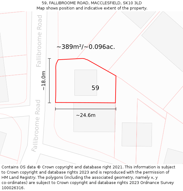 59, FALLIBROOME ROAD, MACCLESFIELD, SK10 3LD: Plot and title map