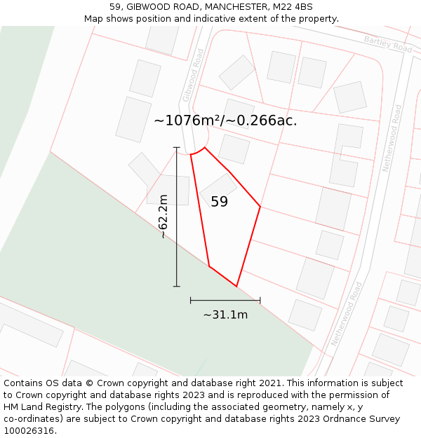 59, GIBWOOD ROAD, MANCHESTER, M22 4BS: Plot and title map