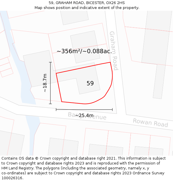 59, GRAHAM ROAD, BICESTER, OX26 2HS: Plot and title map