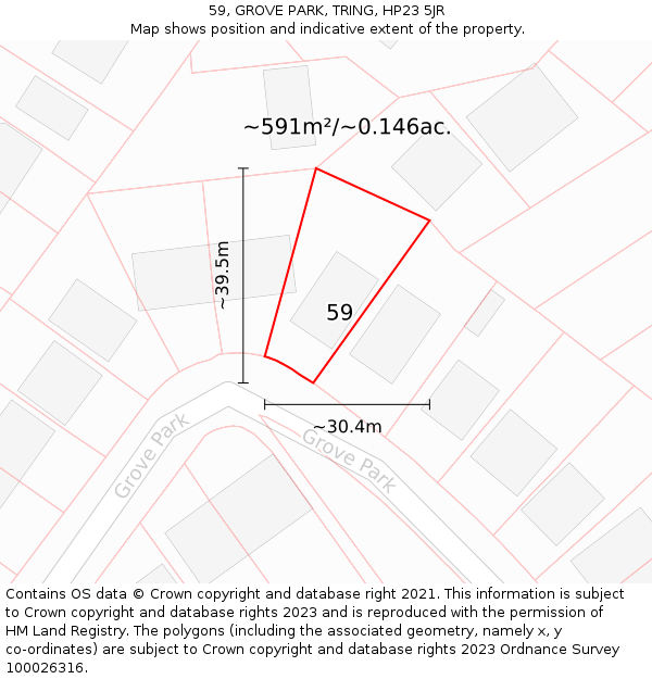 59, GROVE PARK, TRING, HP23 5JR: Plot and title map