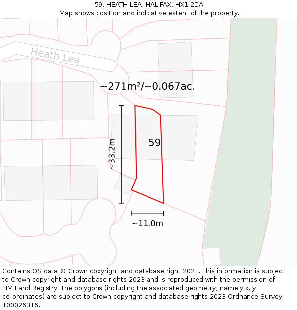 59, HEATH LEA, HALIFAX, HX1 2DA: Plot and title map