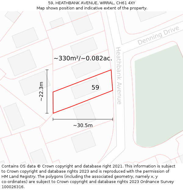 59, HEATHBANK AVENUE, WIRRAL, CH61 4XY: Plot and title map