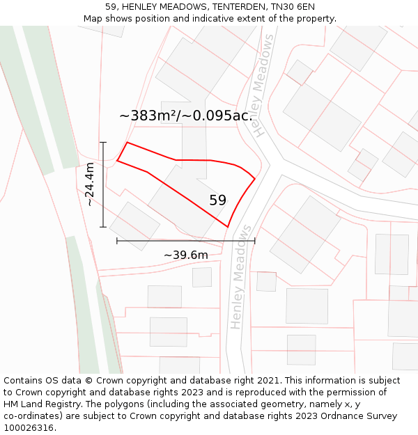 59, HENLEY MEADOWS, TENTERDEN, TN30 6EN: Plot and title map