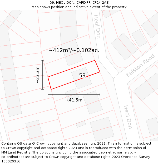 59, HEOL DON, CARDIFF, CF14 2AS: Plot and title map