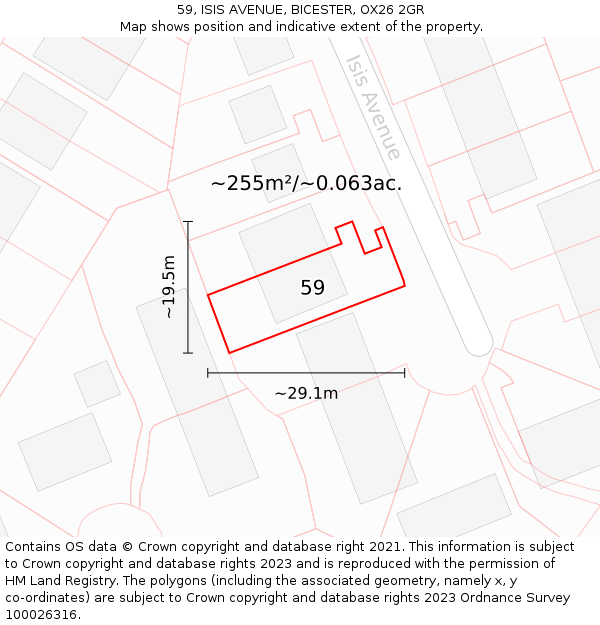 59, ISIS AVENUE, BICESTER, OX26 2GR: Plot and title map