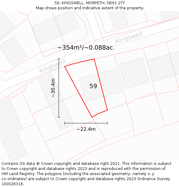 59, KINGSWELL, MORPETH, NE61 2TY: Plot and title map