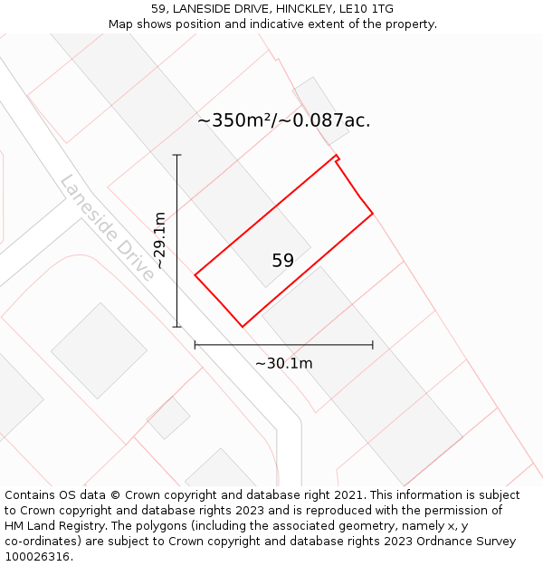 59, LANESIDE DRIVE, HINCKLEY, LE10 1TG: Plot and title map