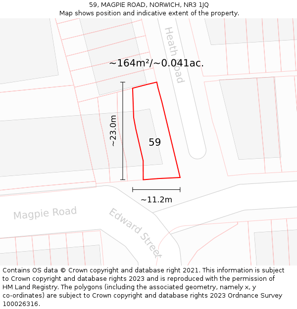 59, MAGPIE ROAD, NORWICH, NR3 1JQ: Plot and title map