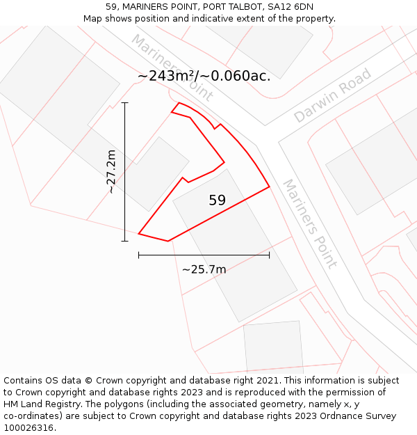 59, MARINERS POINT, PORT TALBOT, SA12 6DN: Plot and title map