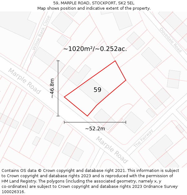 59, MARPLE ROAD, STOCKPORT, SK2 5EL: Plot and title map