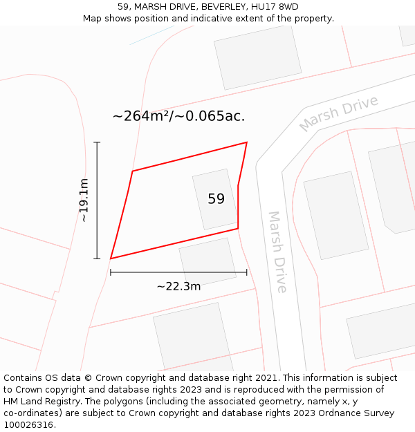 59, MARSH DRIVE, BEVERLEY, HU17 8WD: Plot and title map