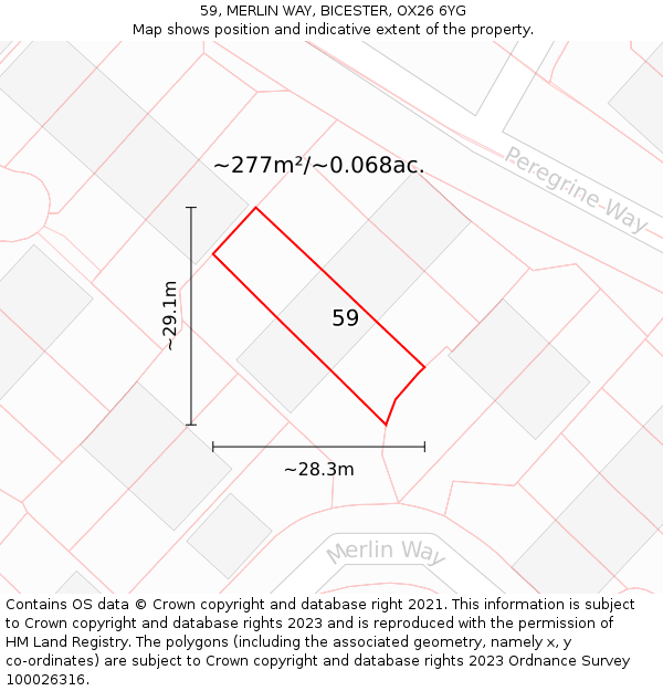 59, MERLIN WAY, BICESTER, OX26 6YG: Plot and title map