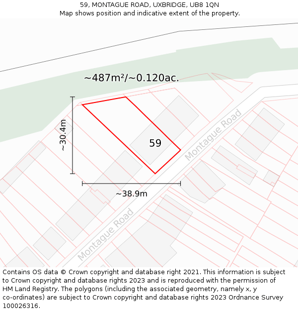59, MONTAGUE ROAD, UXBRIDGE, UB8 1QN: Plot and title map
