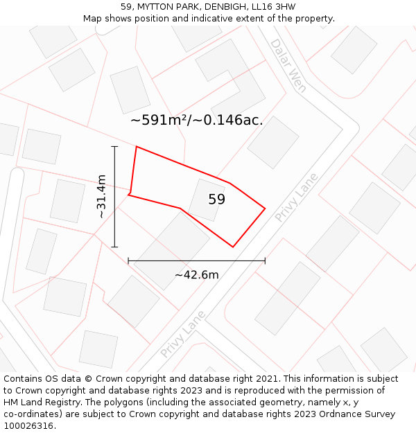 59, MYTTON PARK, DENBIGH, LL16 3HW: Plot and title map