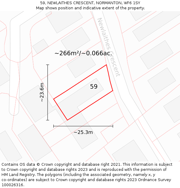 59, NEWLAITHES CRESCENT, NORMANTON, WF6 1SY: Plot and title map