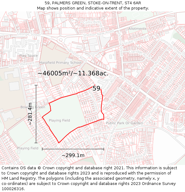 59, PALMERS GREEN, STOKE-ON-TRENT, ST4 6AR: Plot and title map
