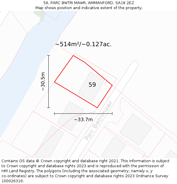 59, PARC BWTRI MAWR, AMMANFORD, SA18 2EZ: Plot and title map