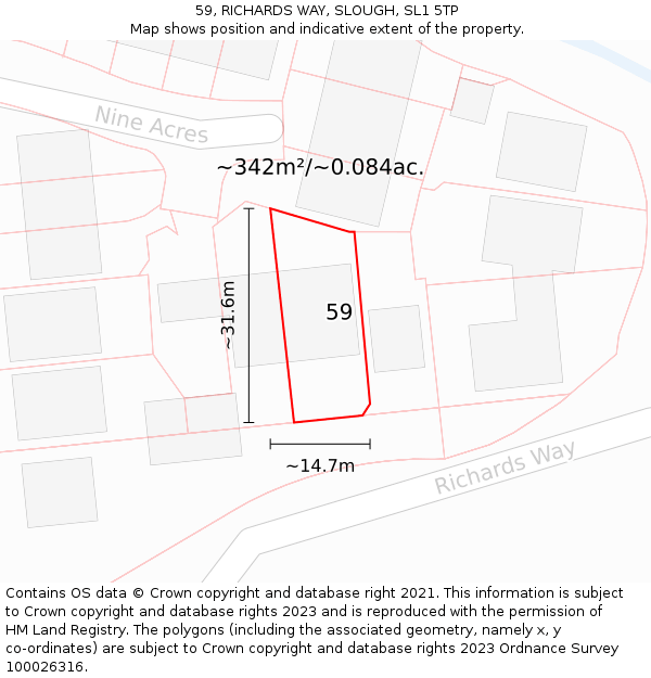 59, RICHARDS WAY, SLOUGH, SL1 5TP: Plot and title map