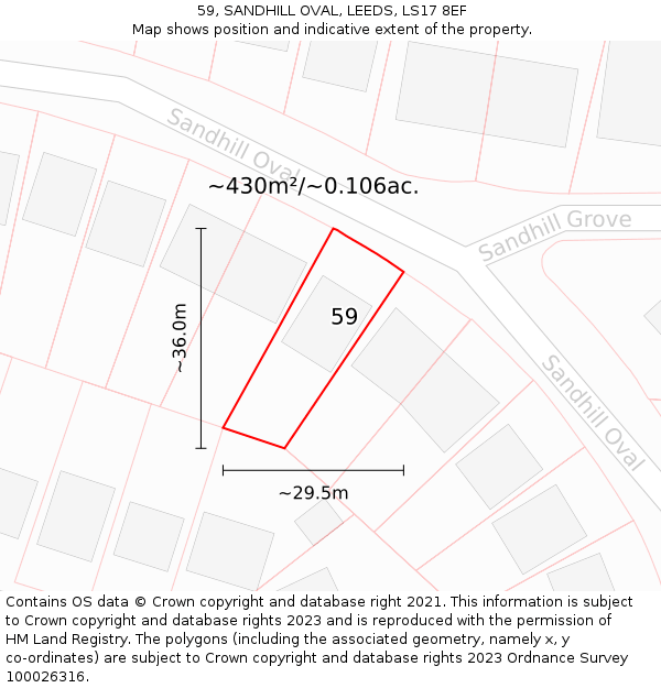 59, SANDHILL OVAL, LEEDS, LS17 8EF: Plot and title map