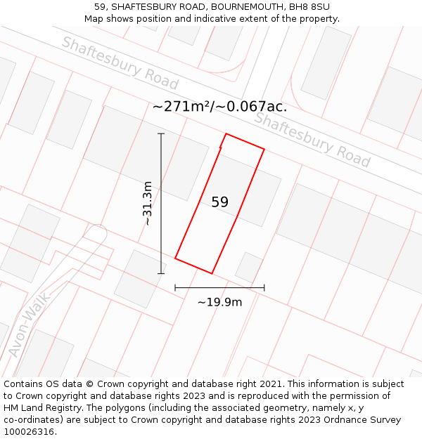59, SHAFTESBURY ROAD, BOURNEMOUTH, BH8 8SU: Plot and title map