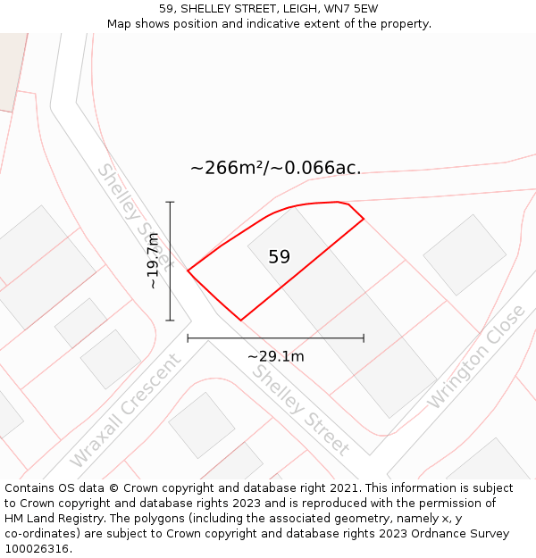 59, SHELLEY STREET, LEIGH, WN7 5EW: Plot and title map