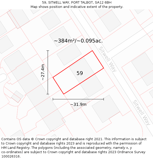 59, SITWELL WAY, PORT TALBOT, SA12 6BH: Plot and title map