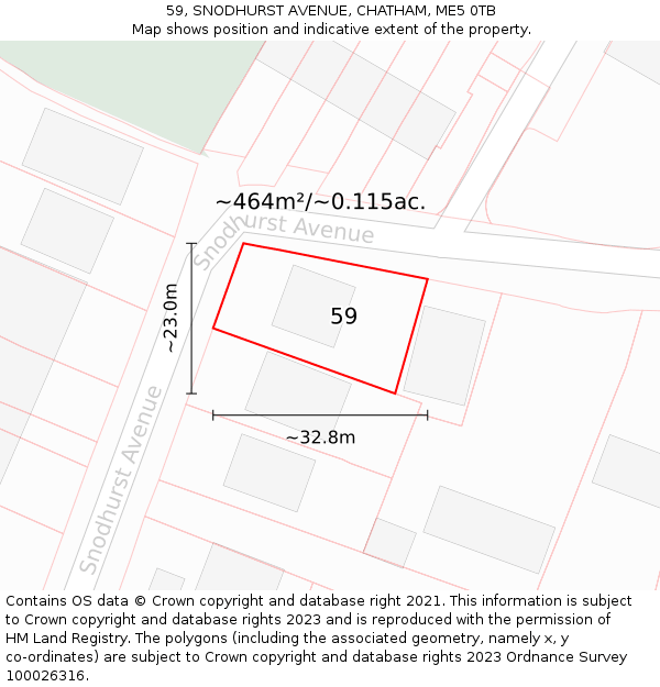 59, SNODHURST AVENUE, CHATHAM, ME5 0TB: Plot and title map