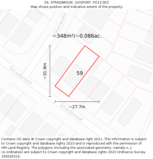 59, STRADBROOK, GOSPORT, PO13 0EZ: Plot and title map