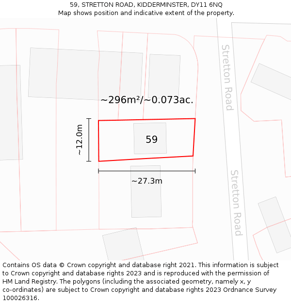 59, STRETTON ROAD, KIDDERMINSTER, DY11 6NQ: Plot and title map