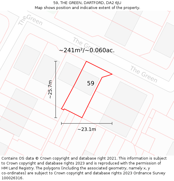 59, THE GREEN, DARTFORD, DA2 6JU: Plot and title map