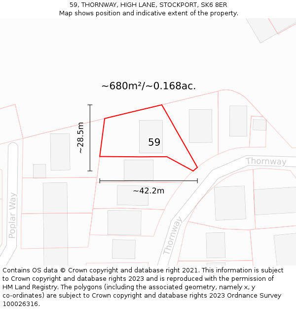 59, THORNWAY, HIGH LANE, STOCKPORT, SK6 8ER: Plot and title map