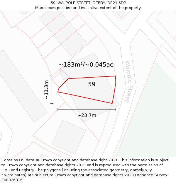59, WALPOLE STREET, DERBY, DE21 6DP: Plot and title map