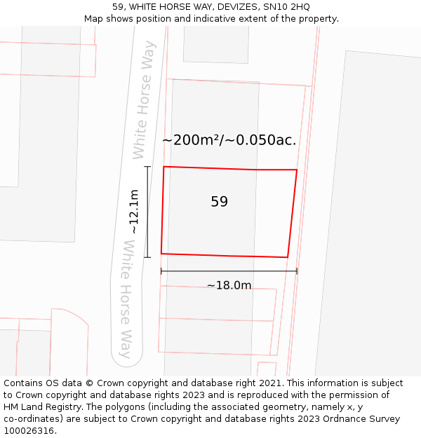 59, WHITE HORSE WAY, DEVIZES, SN10 2HQ: Plot and title map