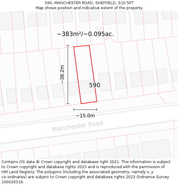 590, MANCHESTER ROAD, SHEFFIELD, S10 5PT: Plot and title map